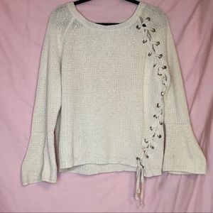 SOLD White Knit Bell Sleeve Sweater